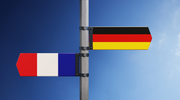 Een Franse en Duitse vlag